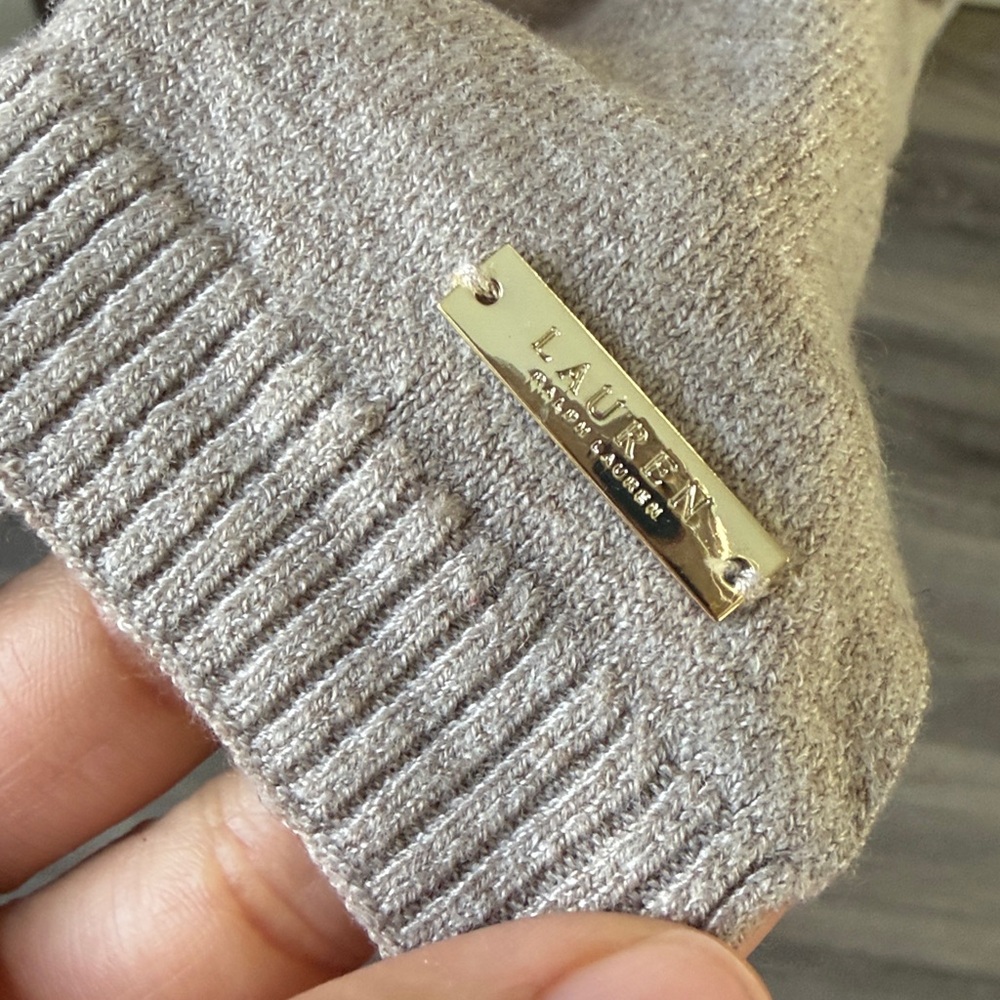 Ralph Lauren Black Label Taupe Poncho Sweater One Size Turtleneck Knit Top - Picture 4 of 6
